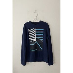 WHISTLES X‎ Joe Cruz Mens Size Small Blue Sweatshirt Print Pullover Sweater